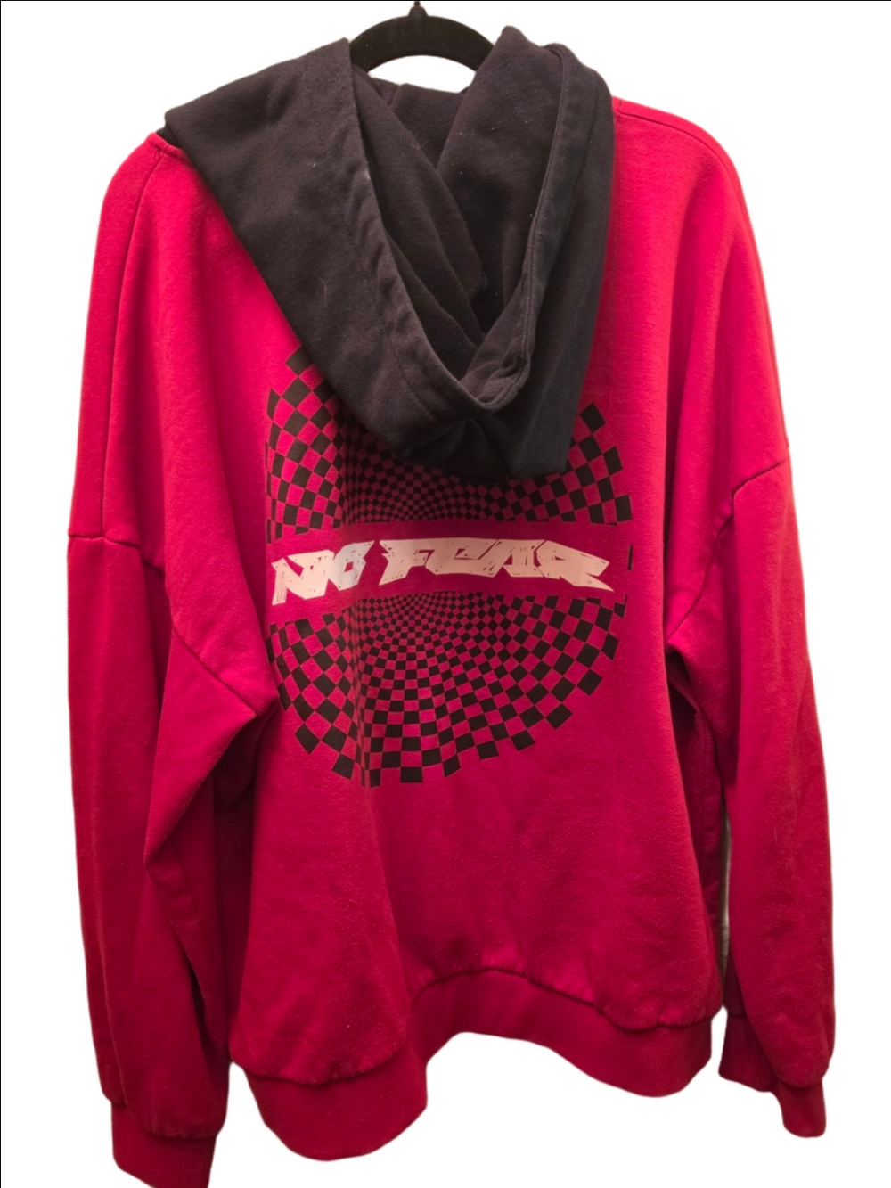 No Fear Y2K Skate Streetwear Oversized Graphic Hoodie Red Black XL